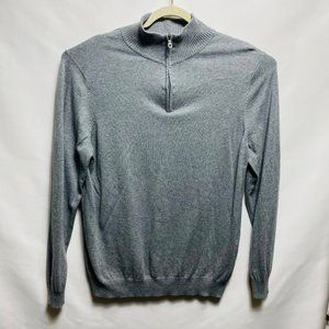 CRAOFT & BARROW MENS KNIT MOCK NECK 1/4 ZIP SWEATER SIZE L COLOR GREY
